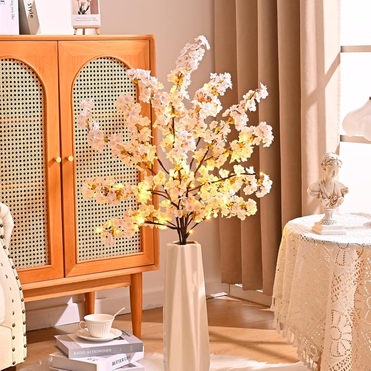 3 Pcs Artificial Cherry Blossom Branches 39'' Cherry Blossom Tree Decor