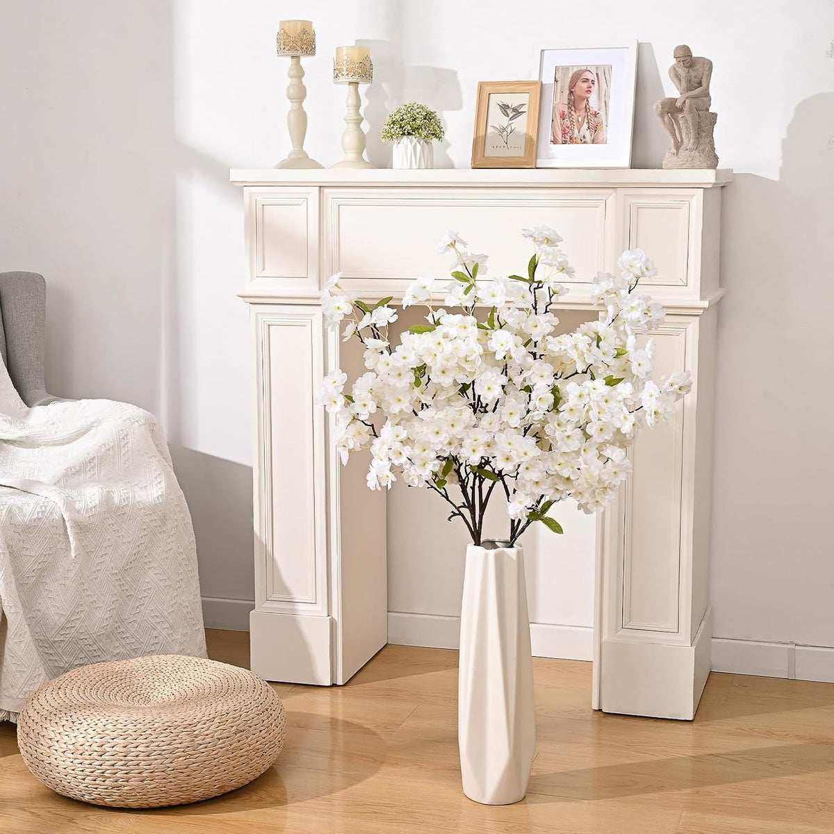 3 Pcs Artificial Cherry Blossom Branches 39'' Cherry Blossom Tree Decor