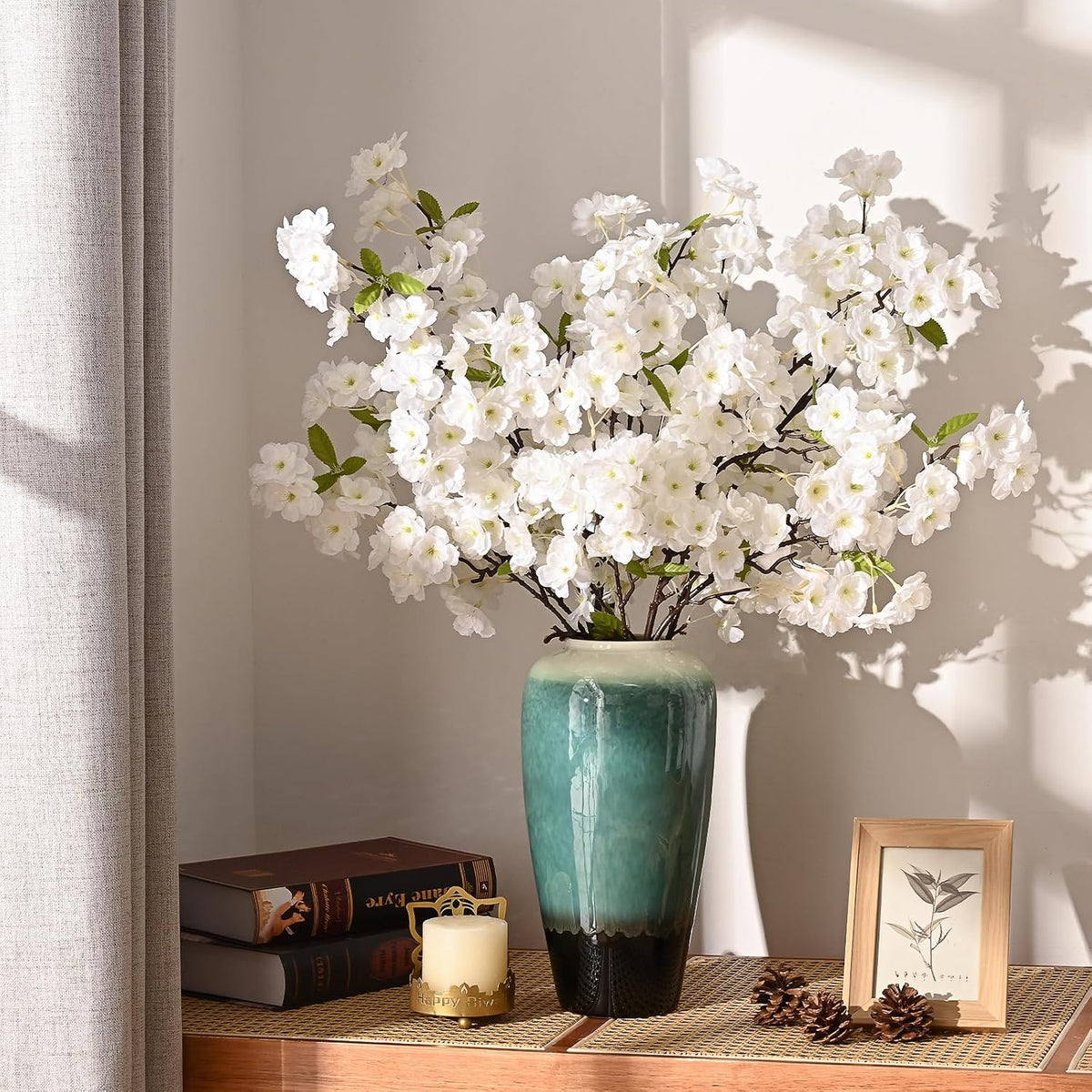 3 Pcs Artificial Cherry Blossom Branches 39'' Cherry Blossom Tree Decor