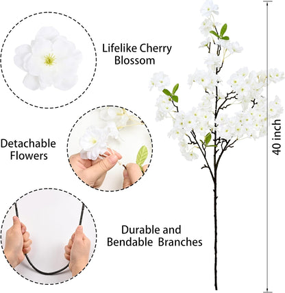 3 Pcs Artificial Cherry Blossom Branches 39'' Cherry Blossom Tree Decor