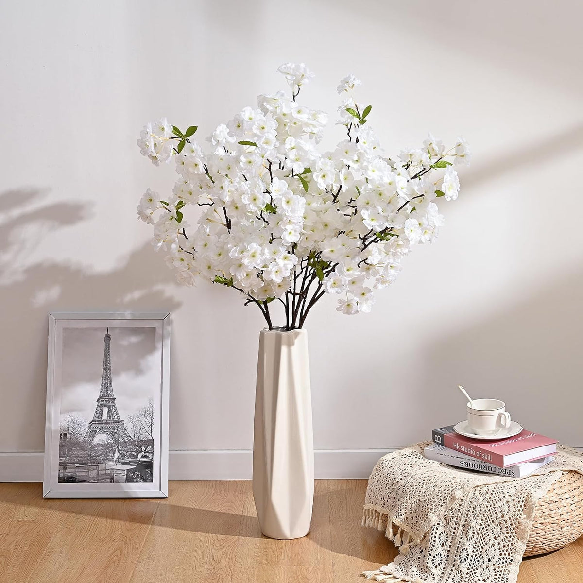 3 Pcs Artificial Cherry Blossom Branches 39'' Cherry Blossom Tree Decor