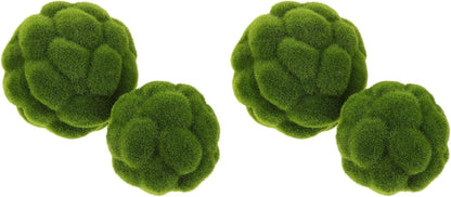 Green Moss Balls Decorative for Bowls - 4 Pcs Fake Moss Balls Faux Decorative Spheres for Bowl Fillers, Vase Filler, Wedding Decor, Table Arrangement, DIY Crafts (3.9" + 4.7")