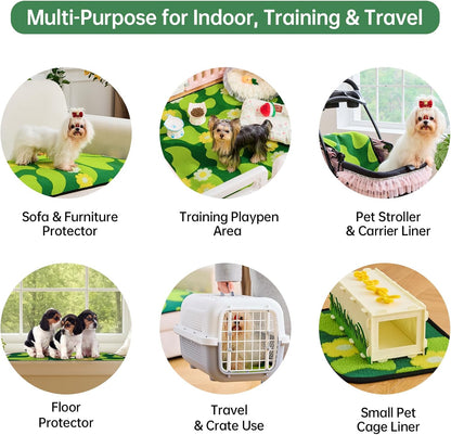 Reusable Puppy Pads for Small Dogs, Washable Pee Pads with Non-Slip , Absorbent Leakproof Mat for Crates, Playpens, Pet Beds & Whelping, Indoor Potty Training Grass Green, 24"x48", 2 Pack