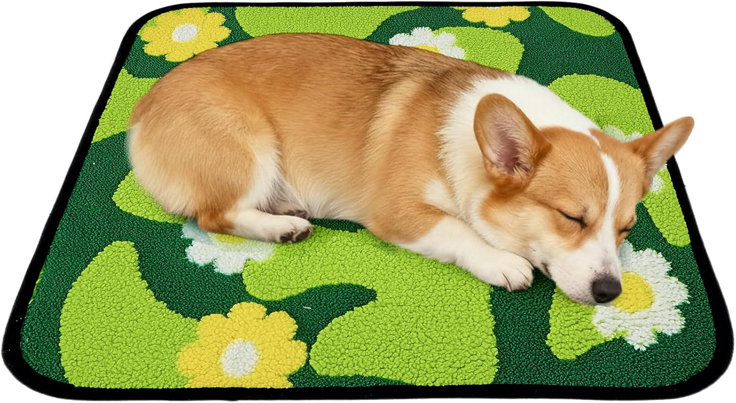 Reusable Puppy Pads for Small Dogs, Washable Pee Pads with Non-Slip , Absorbent Leakproof Mat for Crates, Playpens, Pet Beds & Whelping, Indoor Potty Training Grass Green, 24"x48", 2 Pack