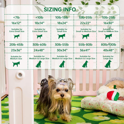 Reusable Puppy Pads for Small Dogs, Washable Pee Pads with Non-Slip , Absorbent Leakproof Mat for Crates, Playpens, Pet Beds & Whelping, Indoor Potty Training Grass Green, 24"x48", 2 Pack