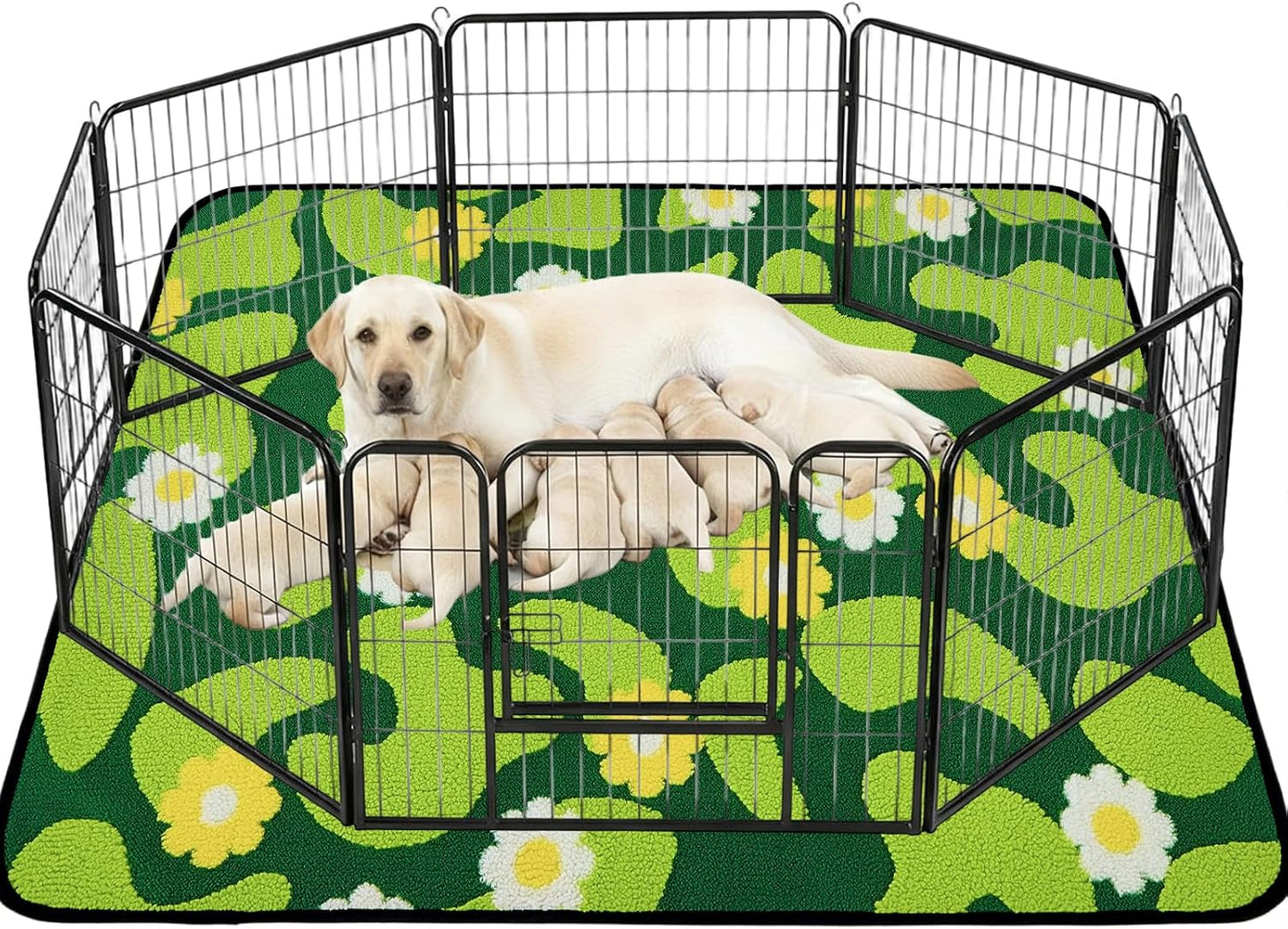 Reusable Puppy Pads for Small Dogs, Washable Pee Pads with Non-Slip , Absorbent Leakproof Mat for Crates, Playpens, Pet Beds & Whelping, Indoor Potty Training Grass Green, 24"x48", 2 Pack