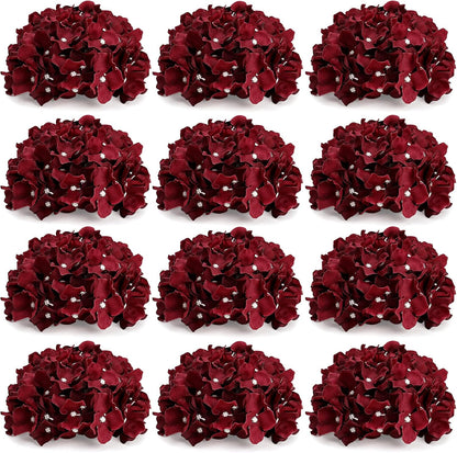 Hydrangea Flower Balls for Centerpieces - 12 PCS Artificial Floral Arrangement with Base, 8.27 Inch Diameter Fake Silk Kissing Ball for Wedding Table Home Party Decor - Lilac