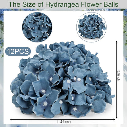 Hydrangea Flower Balls for Centerpieces - 12 PCS Artificial Floral Arrangement with Base, 8.27 Inch Diameter Fake Silk Kissing Ball for Wedding Table Home Party Decor - Lilac