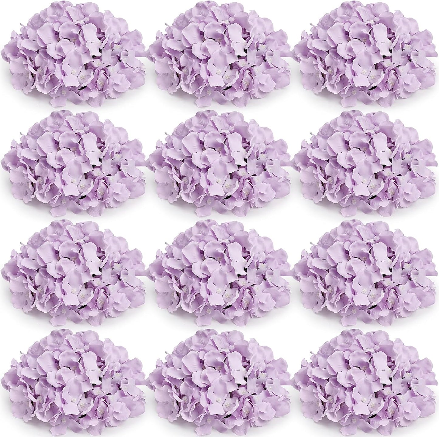 Hydrangea Flower Balls for Centerpieces - 12 PCS Artificial Floral Arrangement with Base, 8.27 Inch Diameter Fake Silk Kissing Ball for Wedding Table Home Party Decor - Lilac