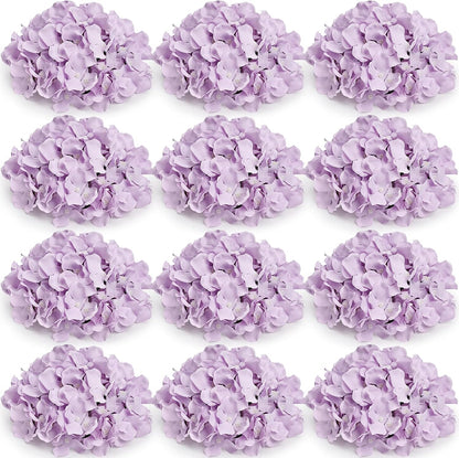Hydrangea Flower Balls for Centerpieces - 12 PCS Artificial Floral Arrangement with Base, 8.27 Inch Diameter Fake Silk Kissing Ball for Wedding Table Home Party Decor - Lilac