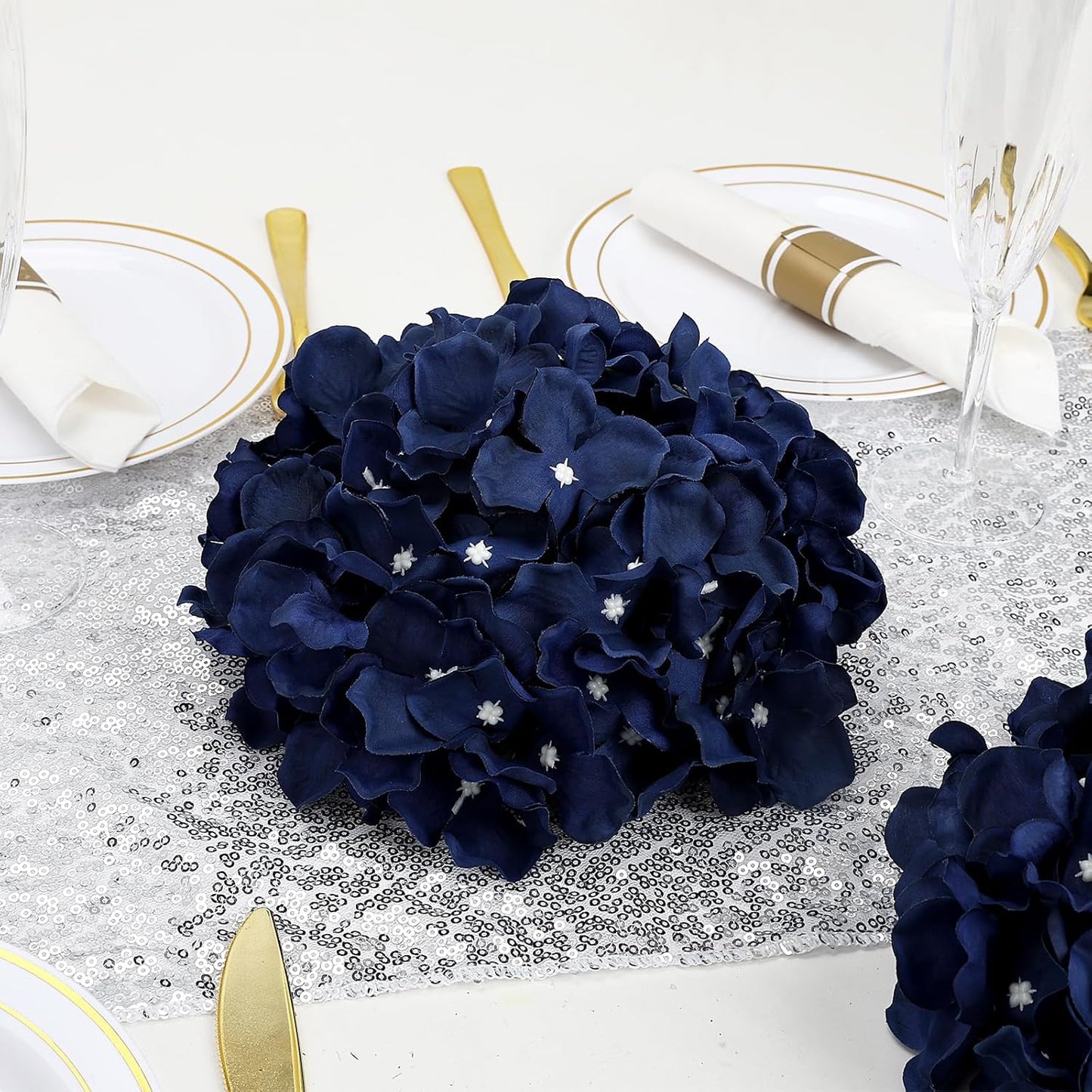 Hydrangea Flower Balls for Centerpieces - 12 PCS Artificial Floral Arrangement with Base, 8.27 Inch Diameter Fake Silk Kissing Ball for Wedding Table Home Party Decor - Lilac