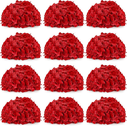 Hydrangea Flower Balls for Centerpieces - 12 PCS Artificial Floral Arrangement with Base, 8.27 Inch Diameter Fake Silk Kissing Ball for Wedding Table Home Party Decor - Lilac