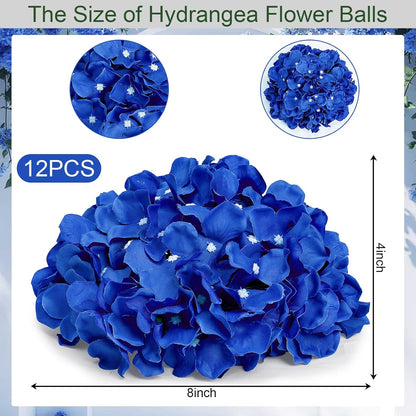Hydrangea Flower Balls for Centerpieces - 12 PCS Artificial Floral Arrangement with Base, 8.27 Inch Diameter Fake Silk Kissing Ball for Wedding Table Home Party Decor - Lilac