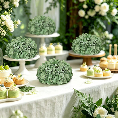 Hydrangea Flower Balls for Centerpieces - 12 PCS Artificial Floral Arrangement with Base, 8.27 Inch Diameter Fake Silk Kissing Ball for Wedding Table Home Party Decor - Lilac
