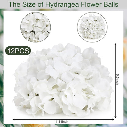 Hydrangea Flower Balls for Centerpieces - 12 PCS Artificial Floral Arrangement with Base, 8.27 Inch Diameter Fake Silk Kissing Ball for Wedding Table Home Party Decor - Lilac
