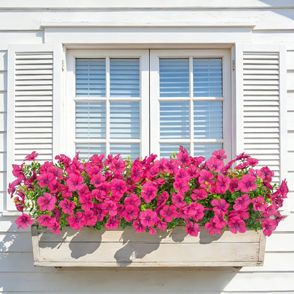 12 Pcs Artificial Geranium Flowers for Outdoors Decoration, Red | UV resistant, silk flowers, fake eucalyptus greenery, for spring summer garden patio porch yard table decor