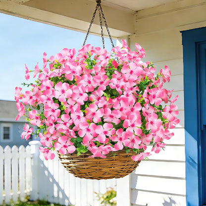 12 Pcs Artificial Geranium Flowers for Outdoors Decoration, Red | UV resistant, silk flowers, fake eucalyptus greenery, for spring summer garden patio porch yard table decor