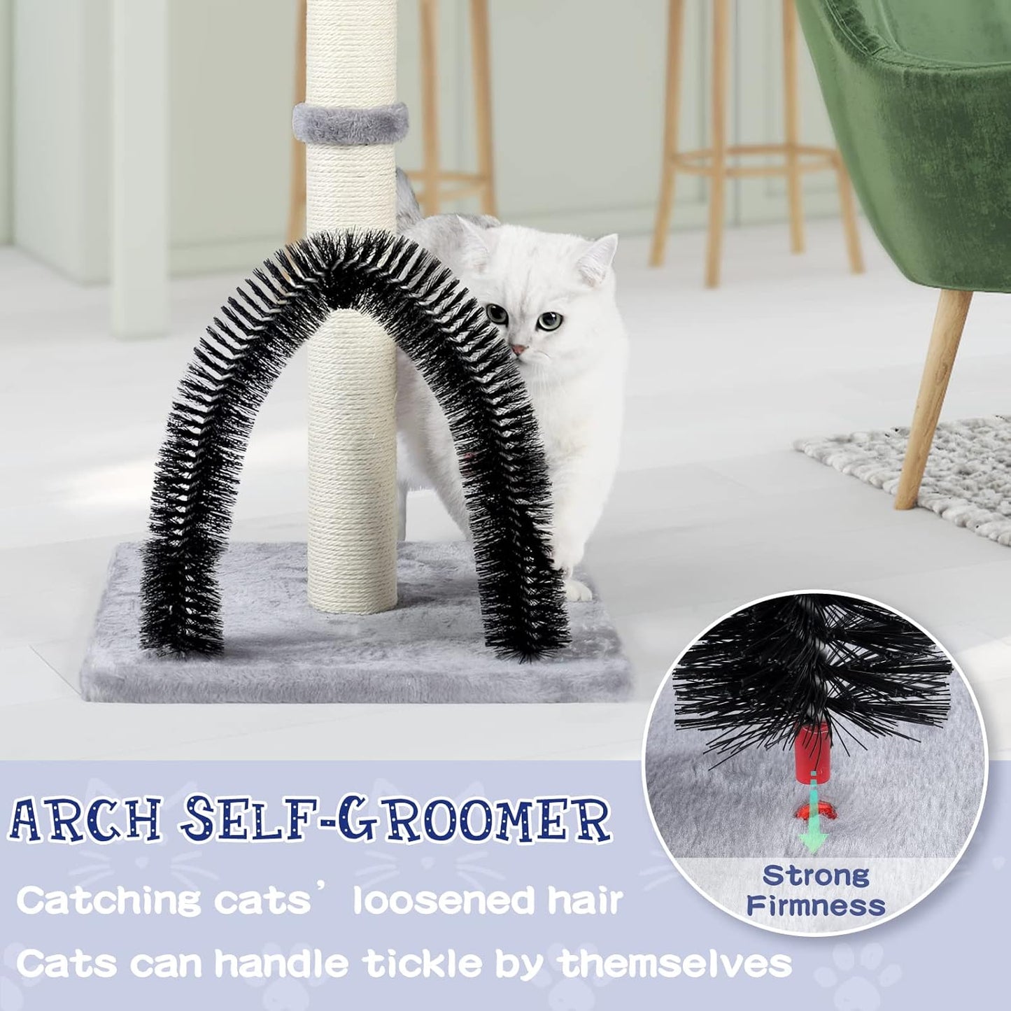 32" Tall Cat Scratching Posts for Indoor Cats, 3-in-1 Vertical Cat Scratching Post with Plush Toys, Premium Sisal Post for Cats at All Ages with Reinforced Stable Base, Beige