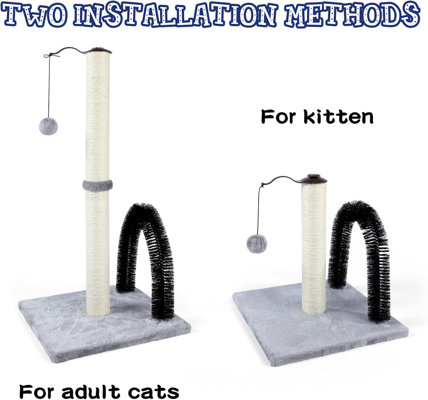 32" Tall Cat Scratching Posts for Indoor Cats, 3-in-1 Vertical Cat Scratching Post with Plush Toys, Premium Sisal Post for Cats at All Ages with Reinforced Stable Base, Beige