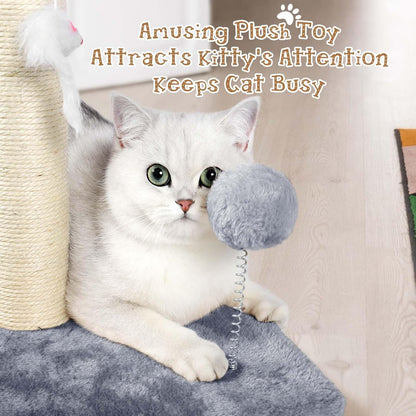 32" Tall Cat Scratching Posts for Indoor Cats, 3-in-1 Vertical Cat Scratching Post with Plush Toys, Premium Sisal Post for Cats at All Ages with Reinforced Stable Base, Beige