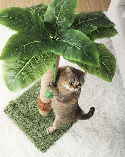 32" Tall Cat Scratching Posts for Indoor Cats, 3-in-1 Vertical Cat Scratching Post with Plush Toys, Premium Sisal Post for Cats at All Ages with Reinforced Stable Base, Beige