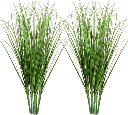 10 Pcs Artificial Plants Fake Wheat Grass, 13.5inch Greenery Stems Faux Shrubs Onion Grass Tall Grasss Plastic Shrubs, UV Resistant Artificial Grasss Plant for Indoor Outdoor Home Office Garden Patio