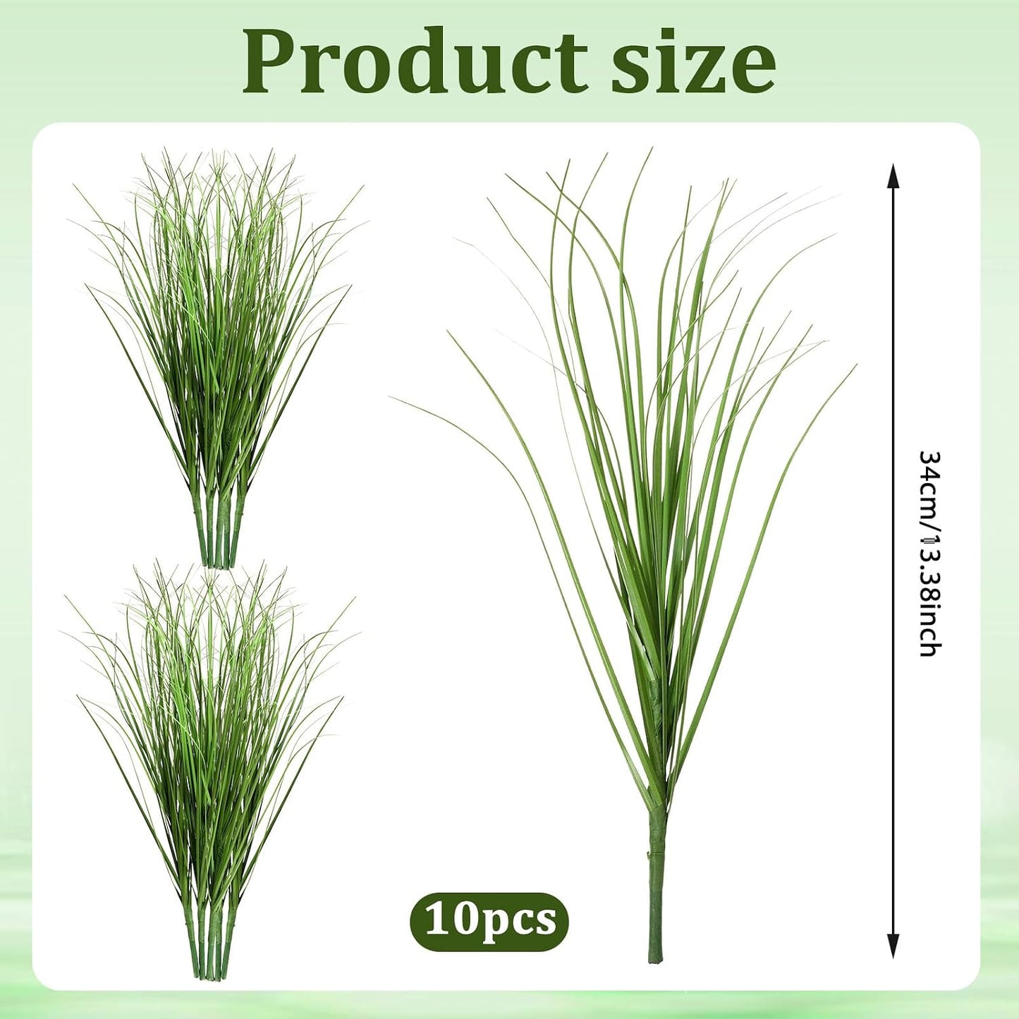 10 Pcs Artificial Plants Fake Wheat Grass, 13.5inch Greenery Stems Faux Shrubs Onion Grass Tall Grasss Plastic Shrubs, UV Resistant Artificial Grasss Plant for Indoor Outdoor Home Office Garden Patio