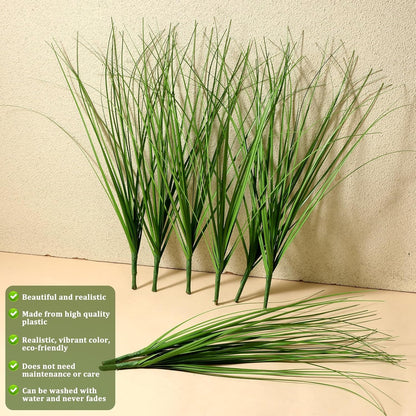 10 Pcs Artificial Plants Fake Wheat Grass, 13.5inch Greenery Stems Faux Shrubs Onion Grass Tall Grasss Plastic Shrubs, UV Resistant Artificial Grasss Plant for Indoor Outdoor Home Office Garden Patio