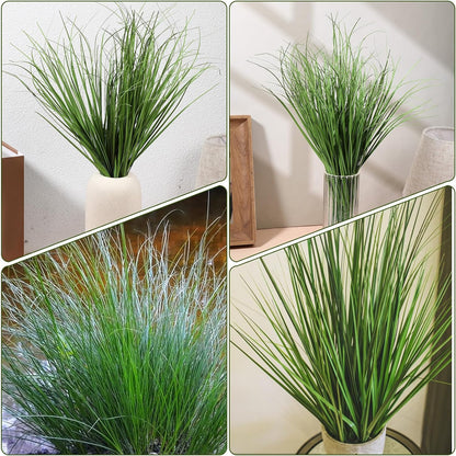 10 Pcs Artificial Plants Fake Wheat Grass, 13.5inch Greenery Stems Faux Shrubs Onion Grass Tall Grasss Plastic Shrubs, UV Resistant Artificial Grasss Plant for Indoor Outdoor Home Office Garden Patio