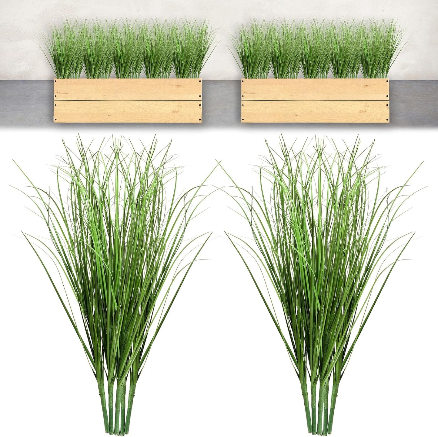 10 Pcs Artificial Plants Fake Wheat Grass, 13.5inch Greenery Stems Faux Shrubs Onion Grass Tall Grasss Plastic Shrubs, UV Resistant Artificial Grasss Plant for Indoor Outdoor Home Office Garden Patio