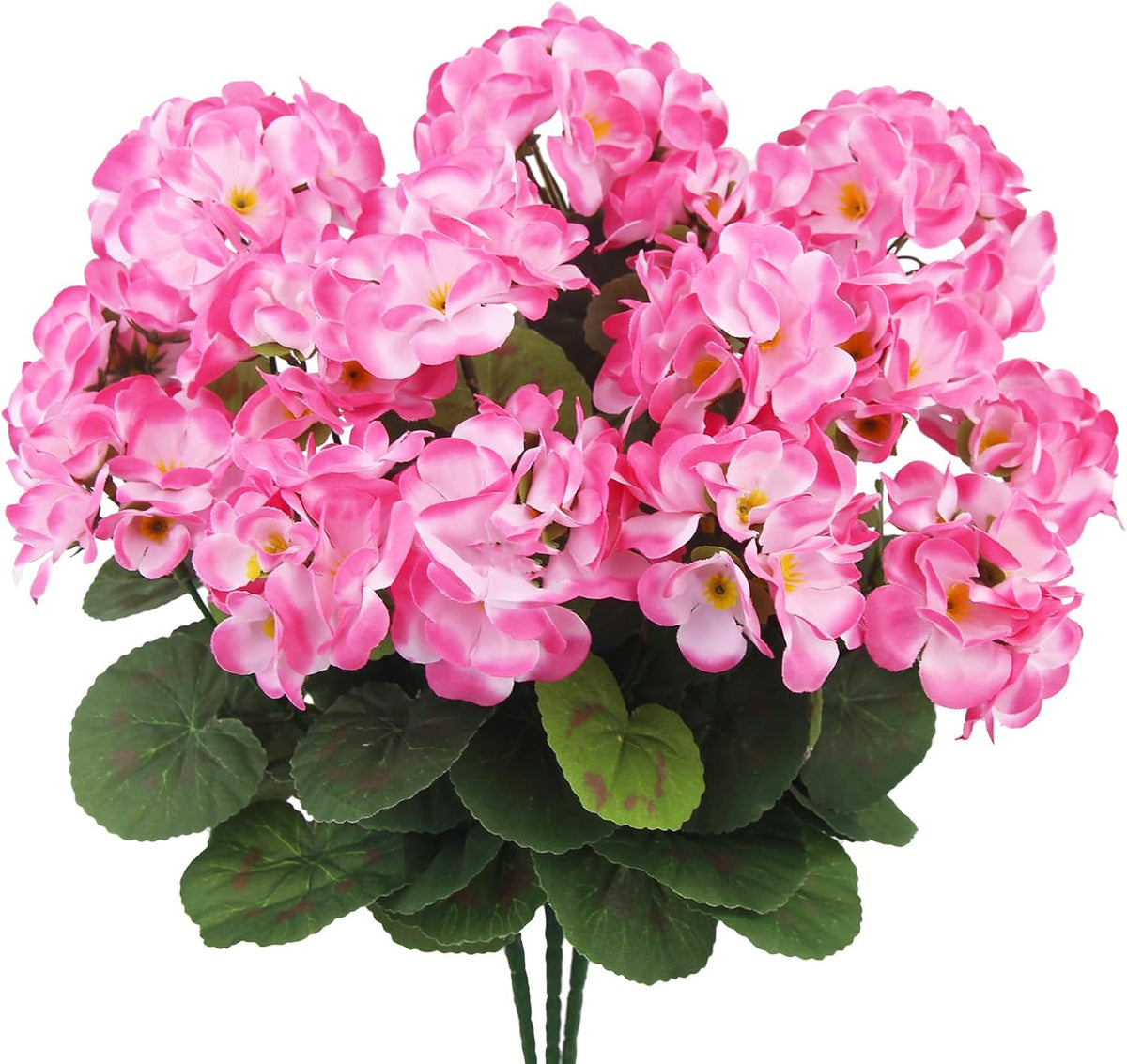 3 Pcs Artificial Geraniums Flowers Silk Geraniums for Outdoors UV Resistant Pink Artificial Geranium Bush Faux Flowers Plant for Planter Garden Home Decor Indoor Patio Vase Table Centerpiece