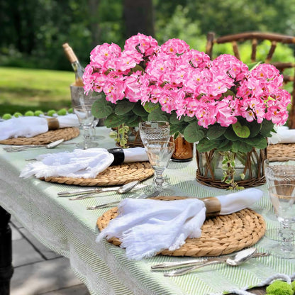 3 Pcs Artificial Geraniums Flowers Silk Geraniums for Outdoors UV Resistant Pink Artificial Geranium Bush Faux Flowers Plant for Planter Garden Home Decor Indoor Patio Vase Table Centerpiece