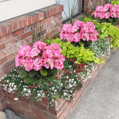 3 Pcs Artificial Geraniums Flowers Silk Geraniums for Outdoors UV Resistant Pink Artificial Geranium Bush Faux Flowers Plant for Planter Garden Home Decor Indoor Patio Vase Table Centerpiece