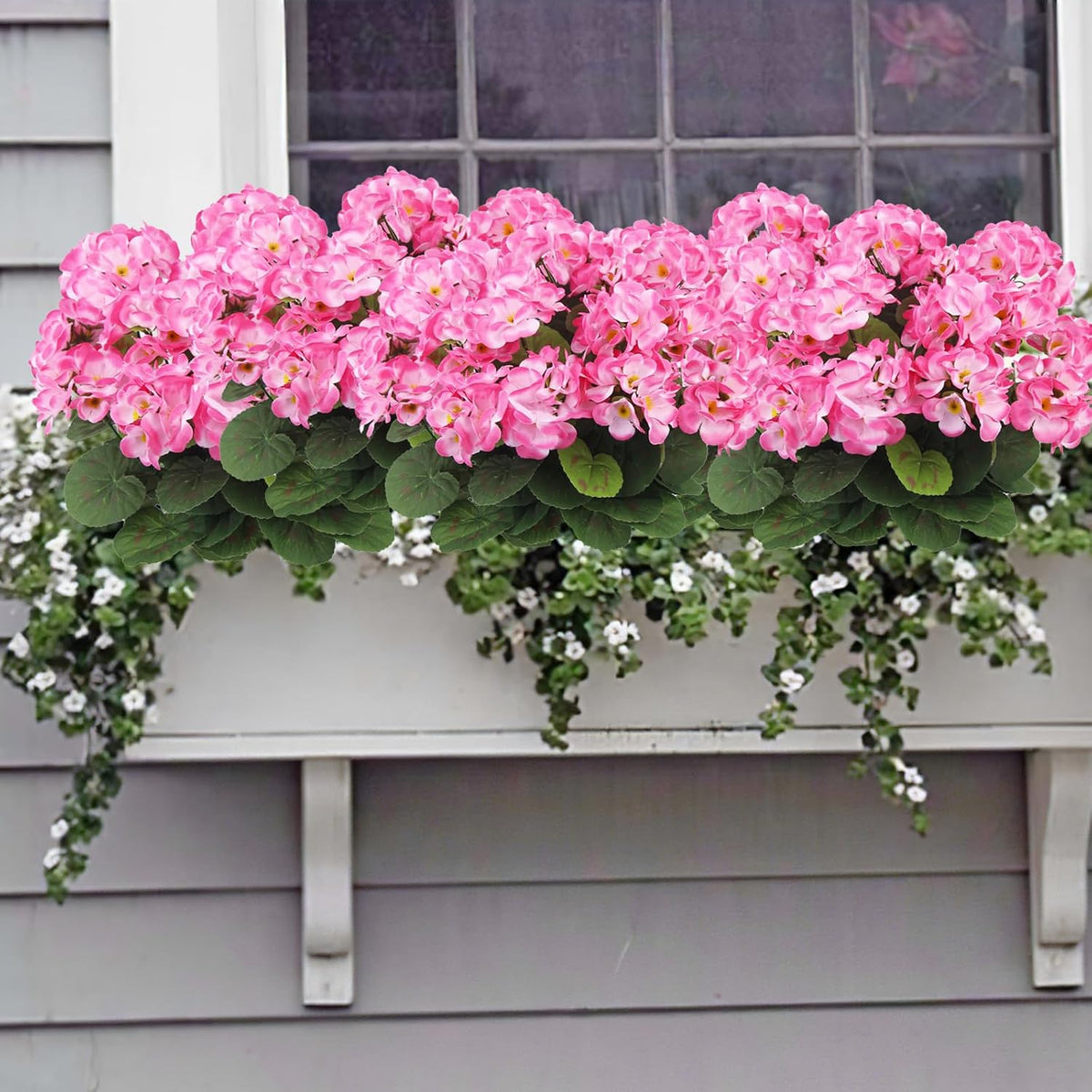 3 Pcs Artificial Geraniums Flowers Silk Geraniums for Outdoors UV Resistant Pink Artificial Geranium Bush Faux Flowers Plant for Planter Garden Home Decor Indoor Patio Vase Table Centerpiece