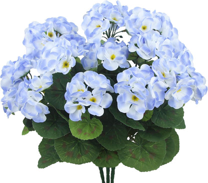 3 Pcs Artificial Geraniums Flowers Silk Geraniums for Outdoors UV Resistant Pink Artificial Geranium Bush Faux Flowers Plant for Planter Garden Home Decor Indoor Patio Vase Table Centerpiece