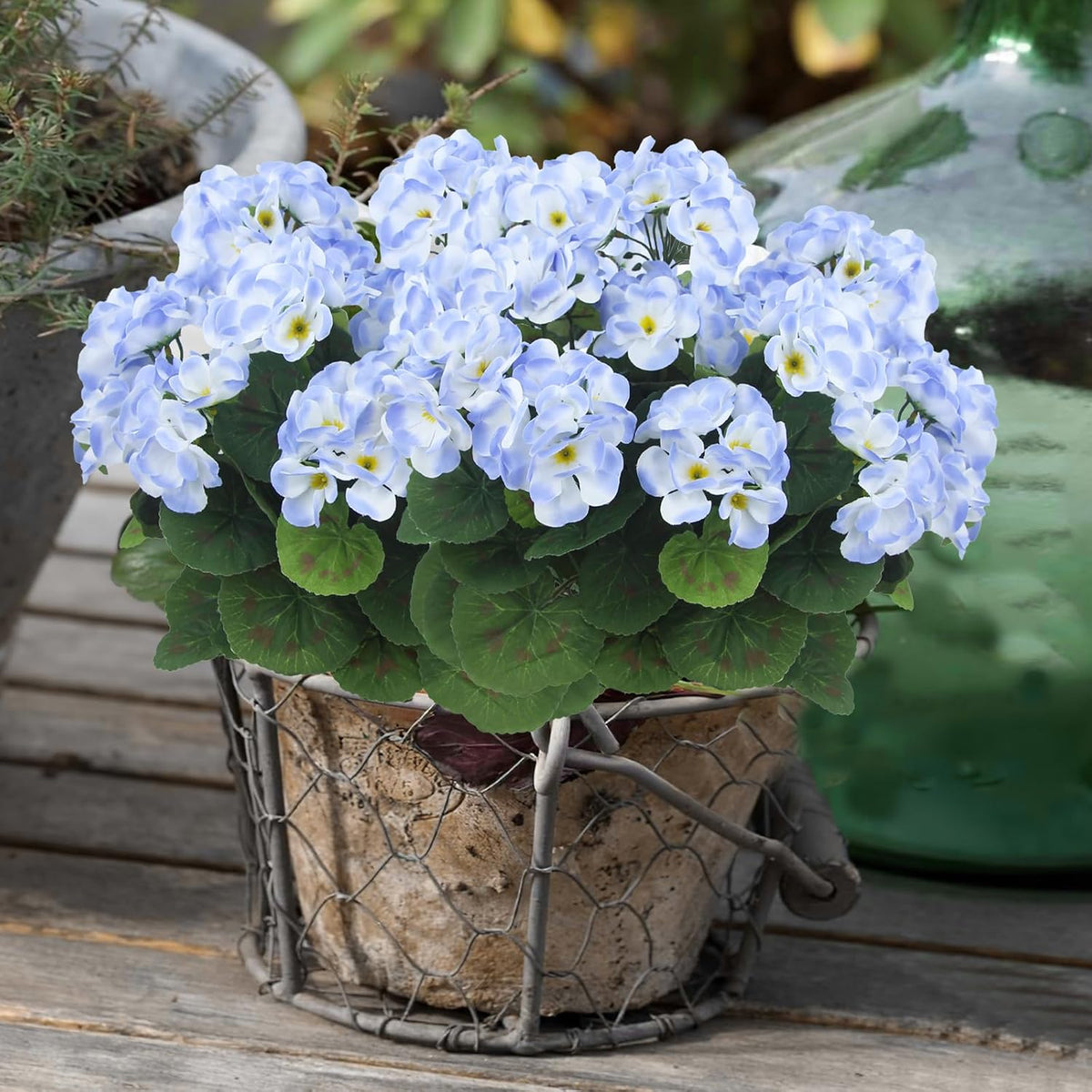 3 Pcs Artificial Geraniums Flowers Silk Geraniums for Outdoors UV Resistant Pink Artificial Geranium Bush Faux Flowers Plant for Planter Garden Home Decor Indoor Patio Vase Table Centerpiece