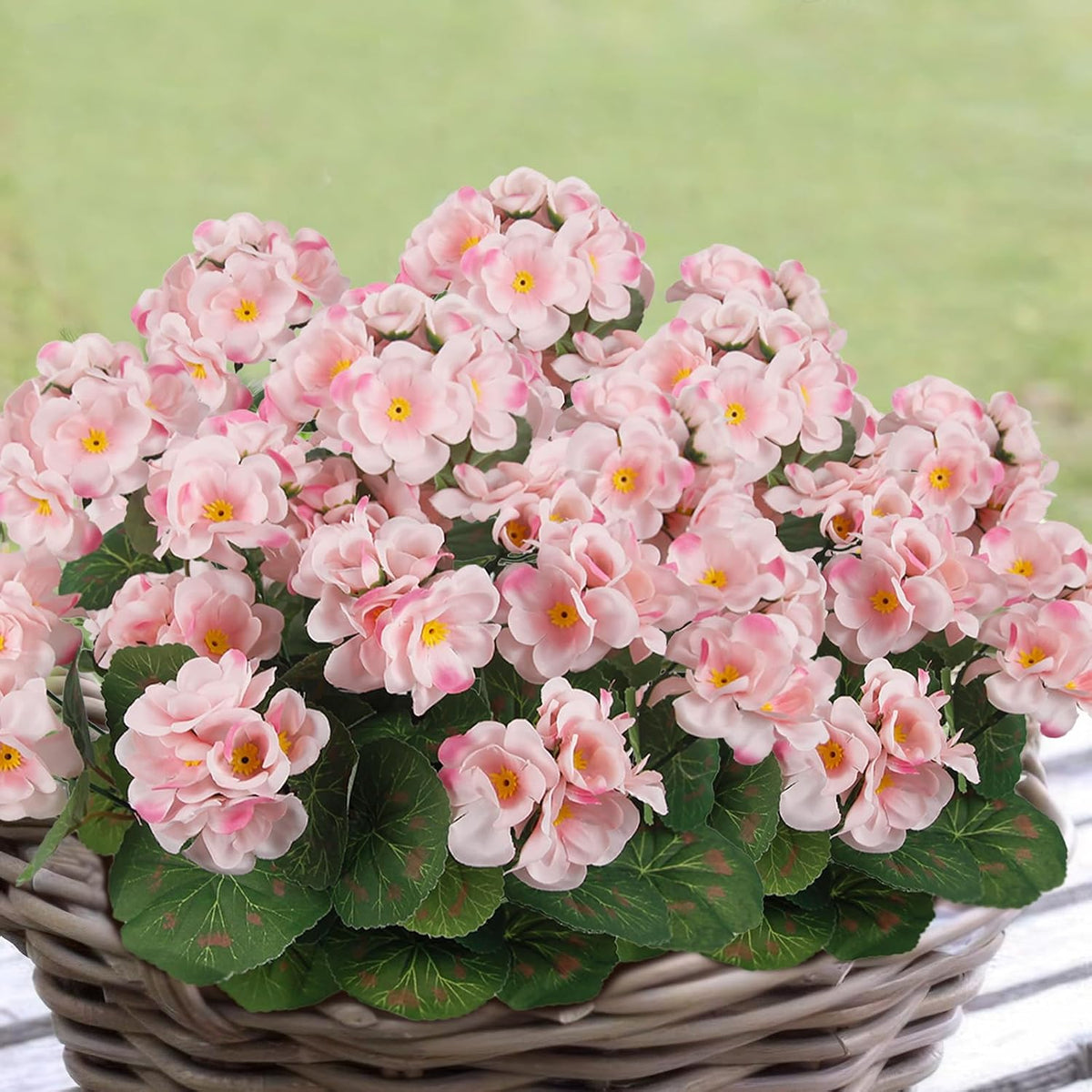 3 Pcs Artificial Geraniums Flowers Silk Geraniums for Outdoors UV Resistant Pink Artificial Geranium Bush Faux Flowers Plant for Planter Garden Home Decor Indoor Patio Vase Table Centerpiece
