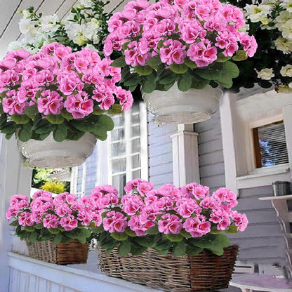 3 Pcs Artificial Geraniums Flowers Silk Geraniums for Outdoors UV Resistant Pink Artificial Geranium Bush Faux Flowers Plant for Planter Garden Home Decor Indoor Patio Vase Table Centerpiece
