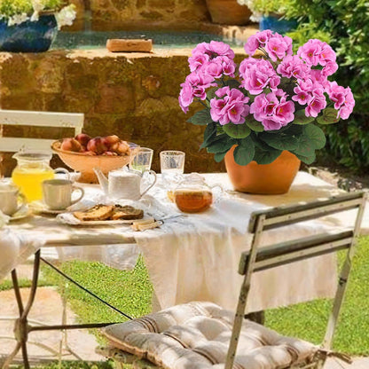 3 Pcs Artificial Geraniums Flowers Silk Geraniums for Outdoors UV Resistant Pink Artificial Geranium Bush Faux Flowers Plant for Planter Garden Home Decor Indoor Patio Vase Table Centerpiece