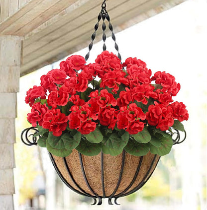 3 Pcs Artificial Geraniums Flowers Silk Geraniums for Outdoors UV Resistant Pink Artificial Geranium Bush Faux Flowers Plant for Planter Garden Home Decor Indoor Patio Vase Table Centerpiece