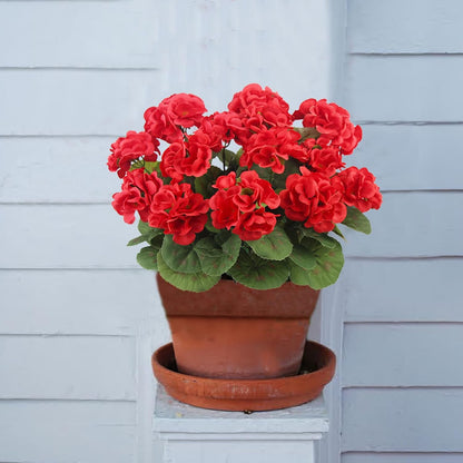 3 Pcs Artificial Geraniums Flowers Silk Geraniums for Outdoors UV Resistant Pink Artificial Geranium Bush Faux Flowers Plant for Planter Garden Home Decor Indoor Patio Vase Table Centerpiece