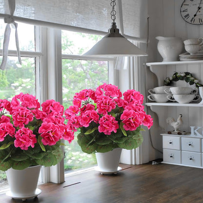 3 Pcs Artificial Geraniums Flowers Silk Geraniums for Outdoors UV Resistant Pink Artificial Geranium Bush Faux Flowers Plant for Planter Garden Home Decor Indoor Patio Vase Table Centerpiece