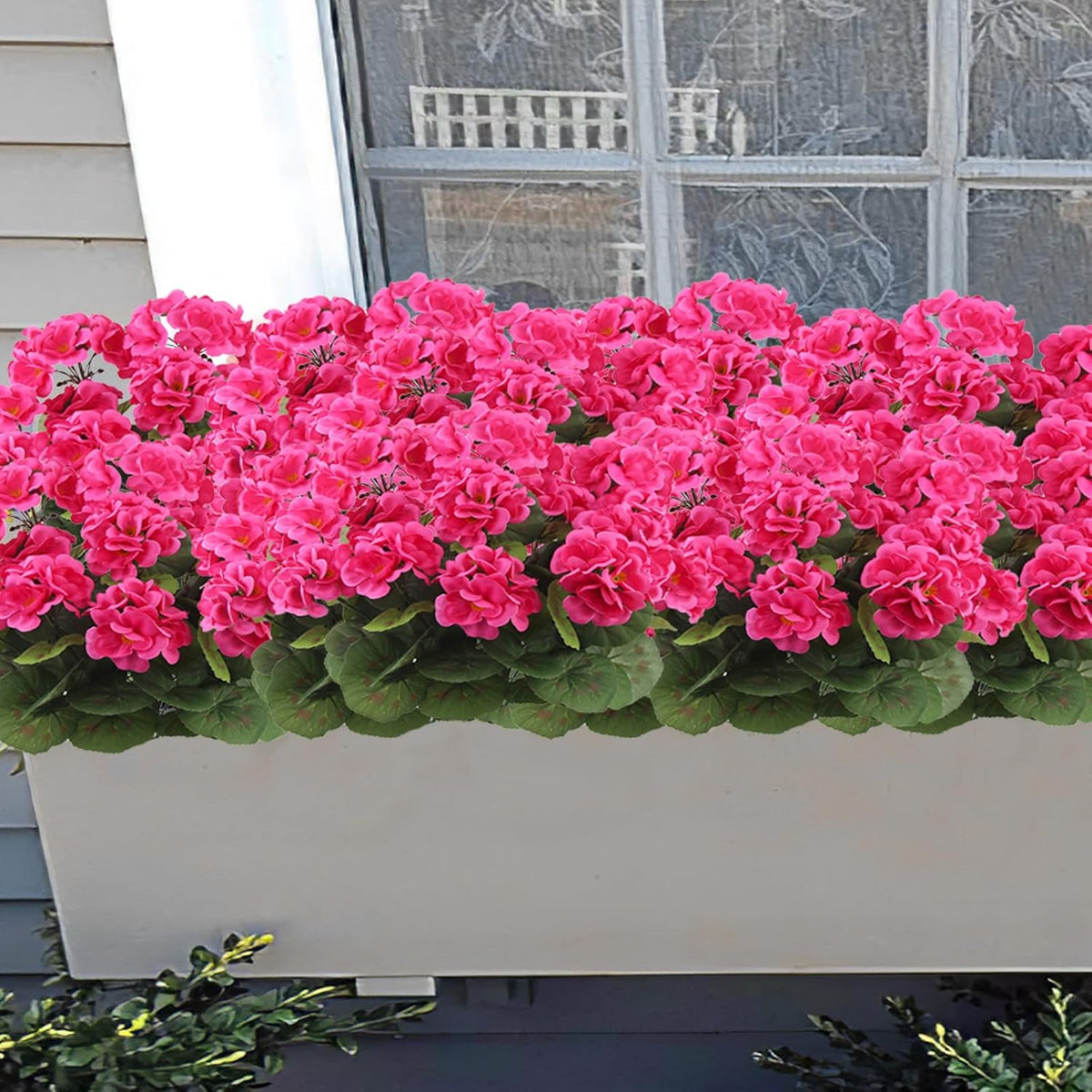 3 Pcs Artificial Geraniums Flowers Silk Geraniums for Outdoors UV Resistant Pink Artificial Geranium Bush Faux Flowers Plant for Planter Garden Home Decor Indoor Patio Vase Table Centerpiece