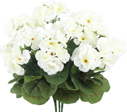 3 Pcs Artificial Geraniums Flowers Silk Geraniums for Outdoors UV Resistant Pink Artificial Geranium Bush Faux Flowers Plant for Planter Garden Home Decor Indoor Patio Vase Table Centerpiece
