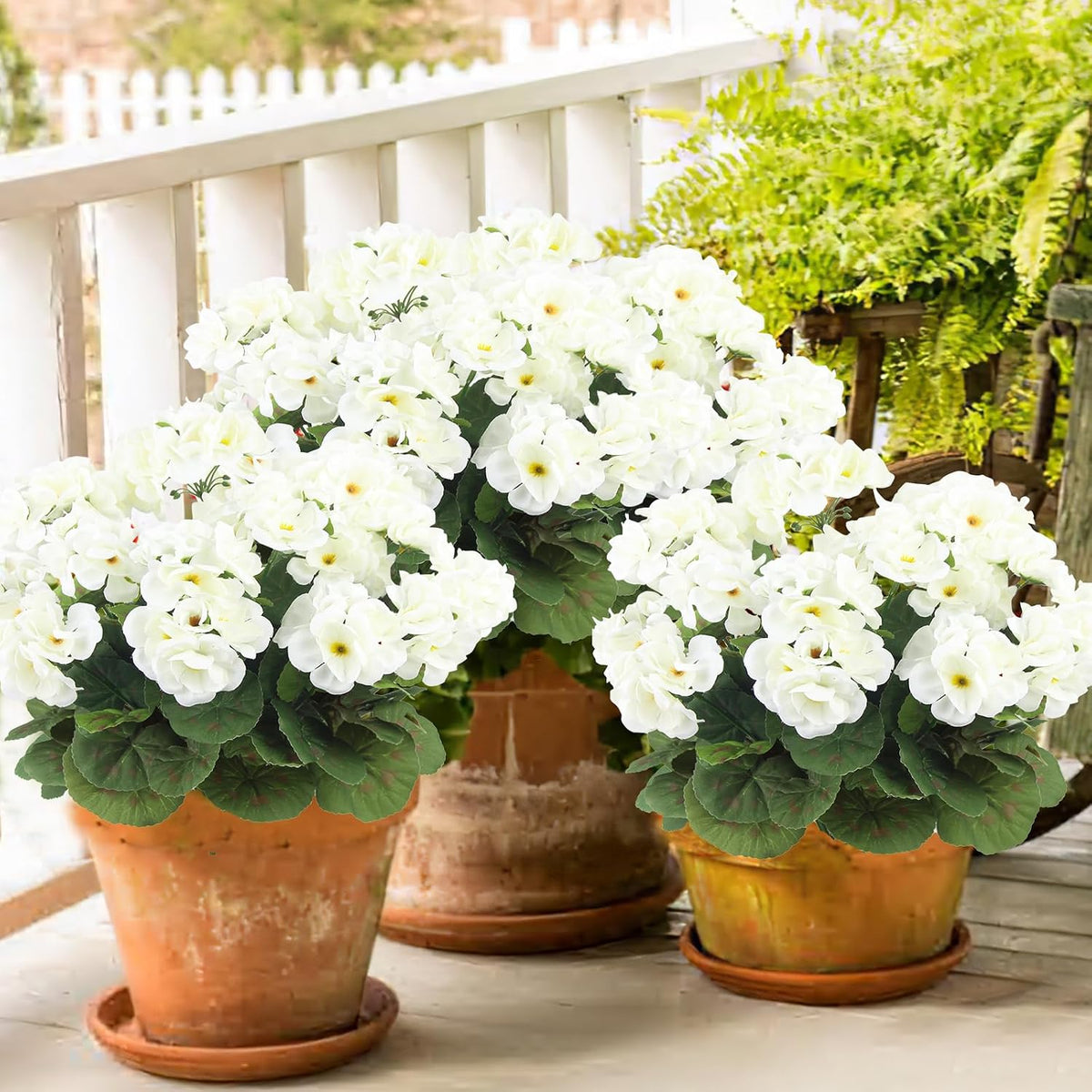 3 Pcs Artificial Geraniums Flowers Silk Geraniums for Outdoors UV Resistant Pink Artificial Geranium Bush Faux Flowers Plant for Planter Garden Home Decor Indoor Patio Vase Table Centerpiece