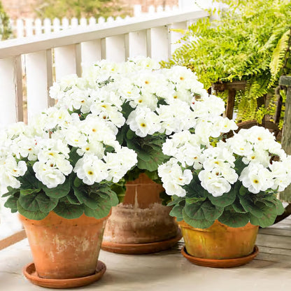 3 Pcs Artificial Geraniums Flowers Silk Geraniums for Outdoors UV Resistant Pink Artificial Geranium Bush Faux Flowers Plant for Planter Garden Home Decor Indoor Patio Vase Table Centerpiece