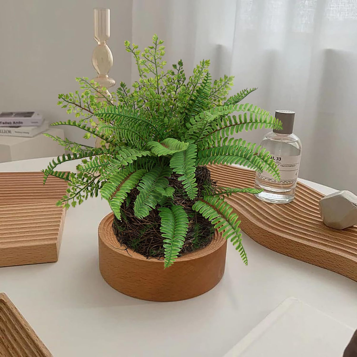 Artificial Boston Fern Plants Bushes Faux Plants Shrubs Greenery for House, Office, Garden, Inddor and Outdoor Decor (Standard)