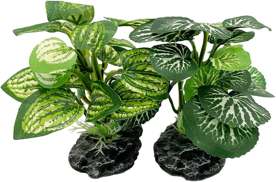Aquarium Plants Betta Fish Tank Decorations 4inch/2pcs Soft Silk Artificial Plant Goldfish Waterscape Fish Hides Snake Tank/Reptiles Plants (B-3pcs Set)