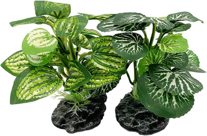Aquarium Plants Betta Fish Tank Decorations 4inch/2pcs Soft Silk Artificial Plant Goldfish Waterscape Fish Hides Snake Tank/Reptiles Plants (B-3pcs Set)