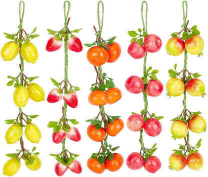 5 Styles Fruits Artificial Fake Hanging Banner Lemon Pomegranate Apple Orange Strawberry Garland Plant Decor for Wedding Backdrop Thanksgiving Day Christmas Party Sukkot Decoration